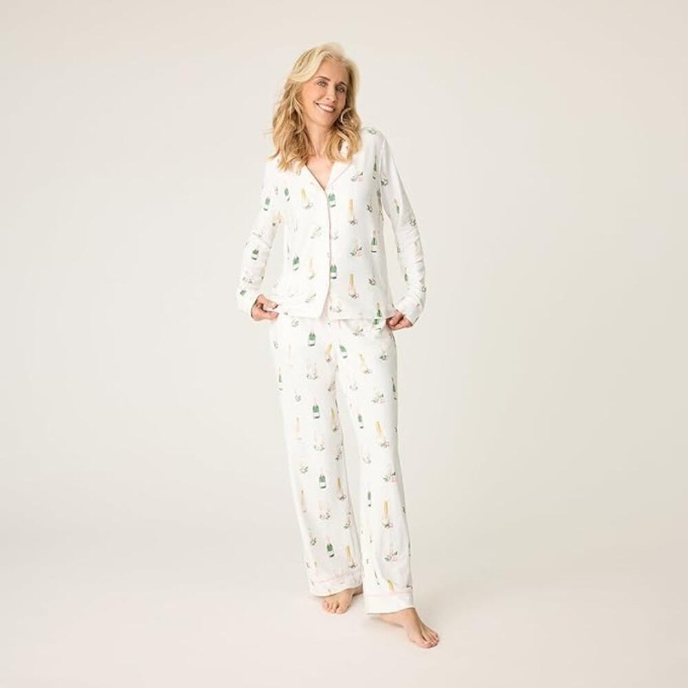 NWT P.J. Salvage Wake Me For Champagne Pajama Set 2X Eye Mask Pink Bottles